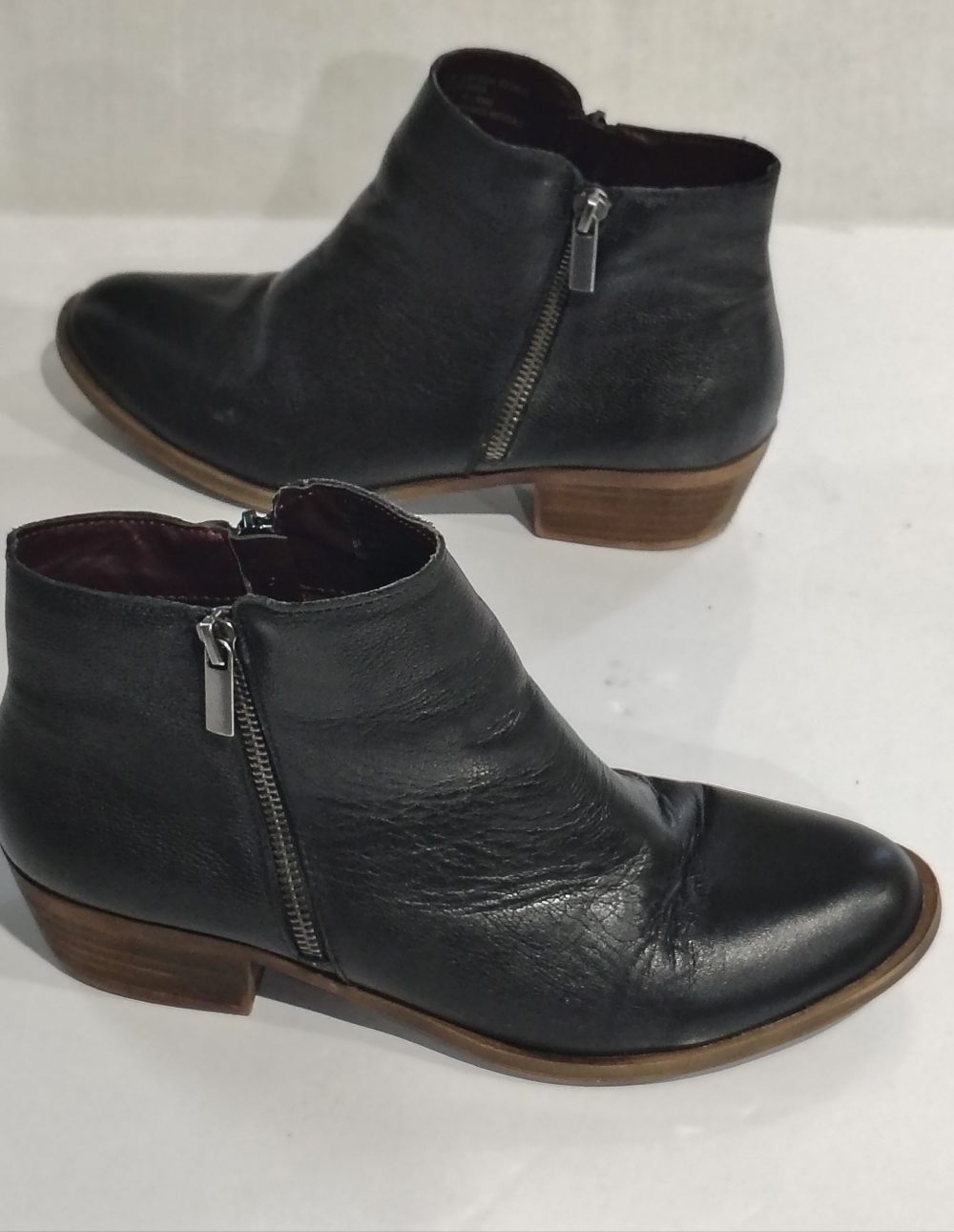 KENSIE Women's Black Leather Ankle Boots With Side Zipper Size 10M